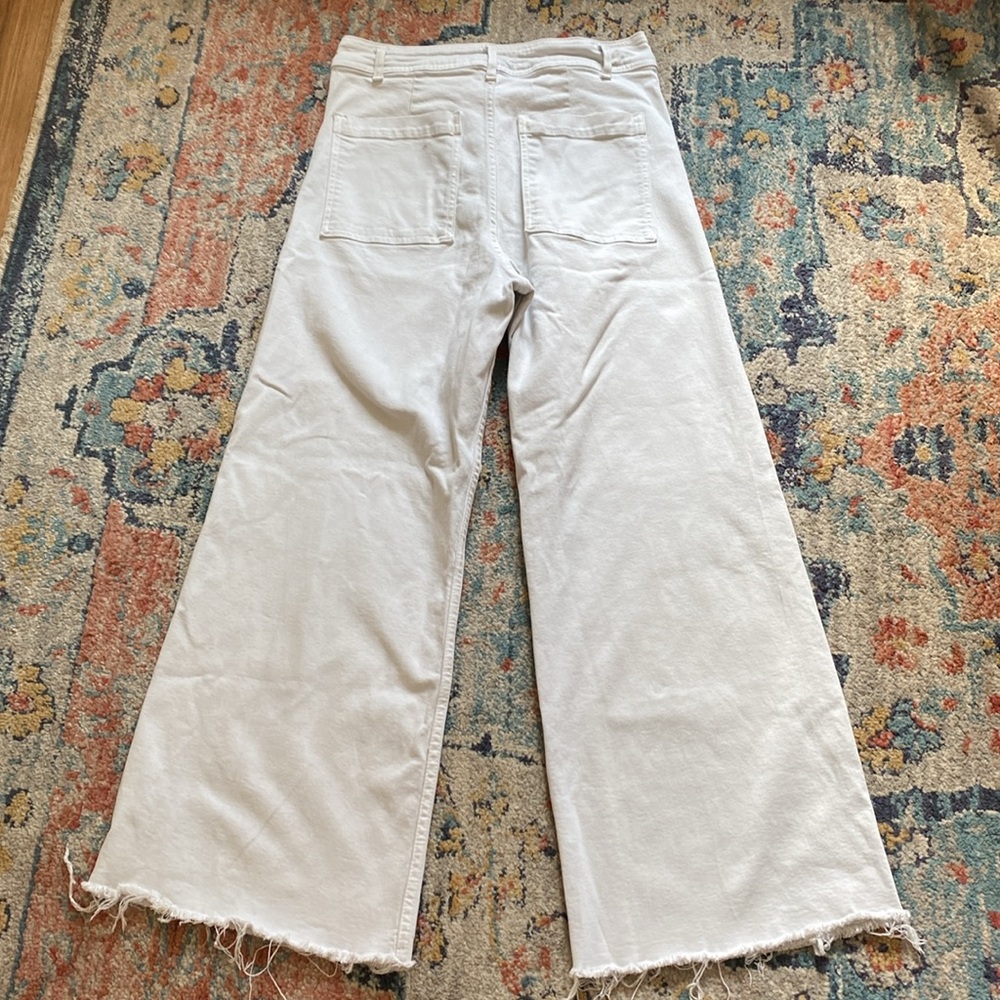 ZARA | high waisted wide leg denim jeans | size 10 white - Picture 6 of 8